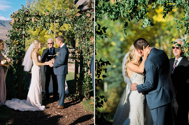 Ritz Carlton Bachelor Gulch Wedding: First Kiss At Alter