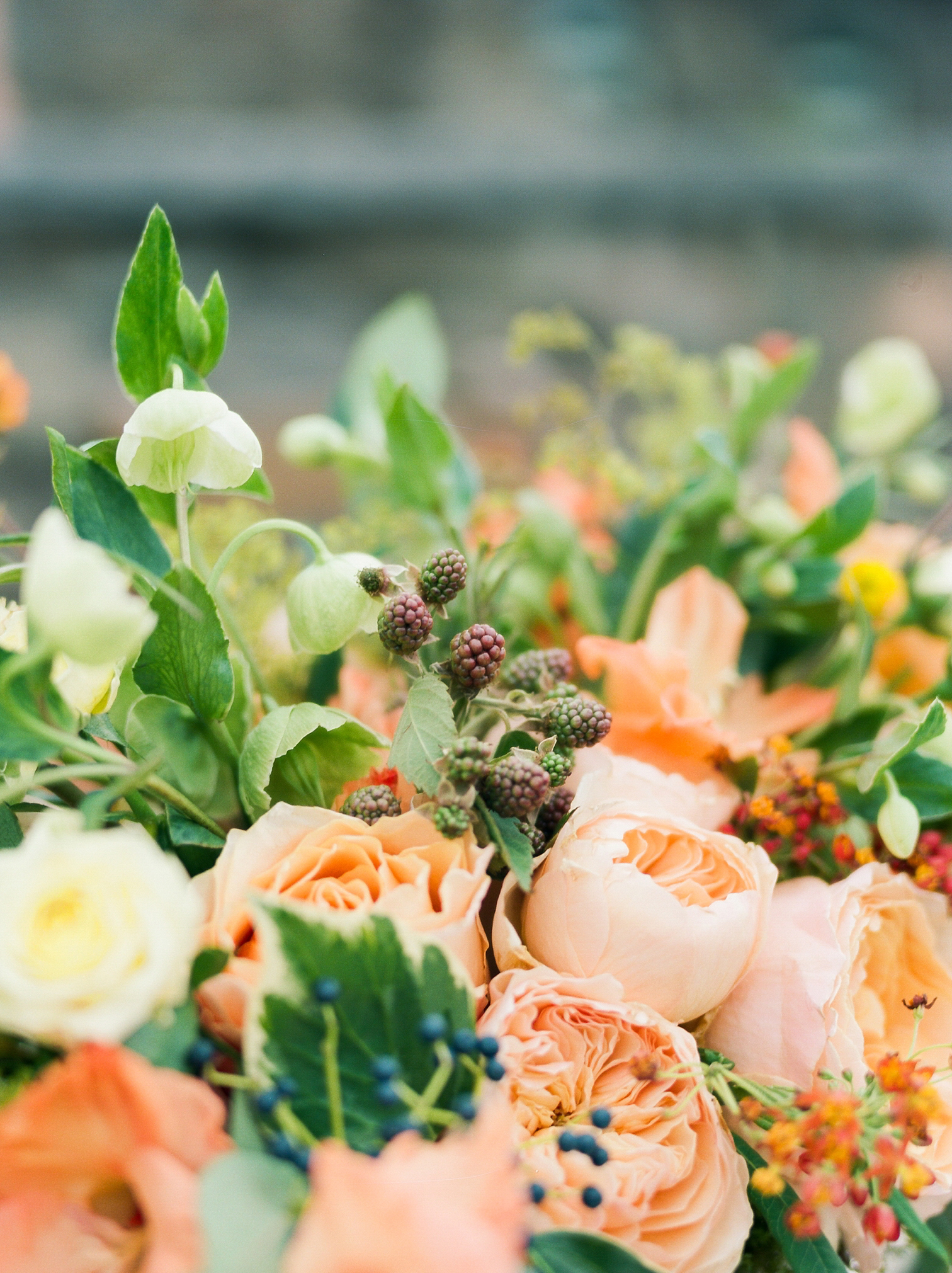 Peach Flowers, Bridal Bouquet, Colorado Wedding Photographer