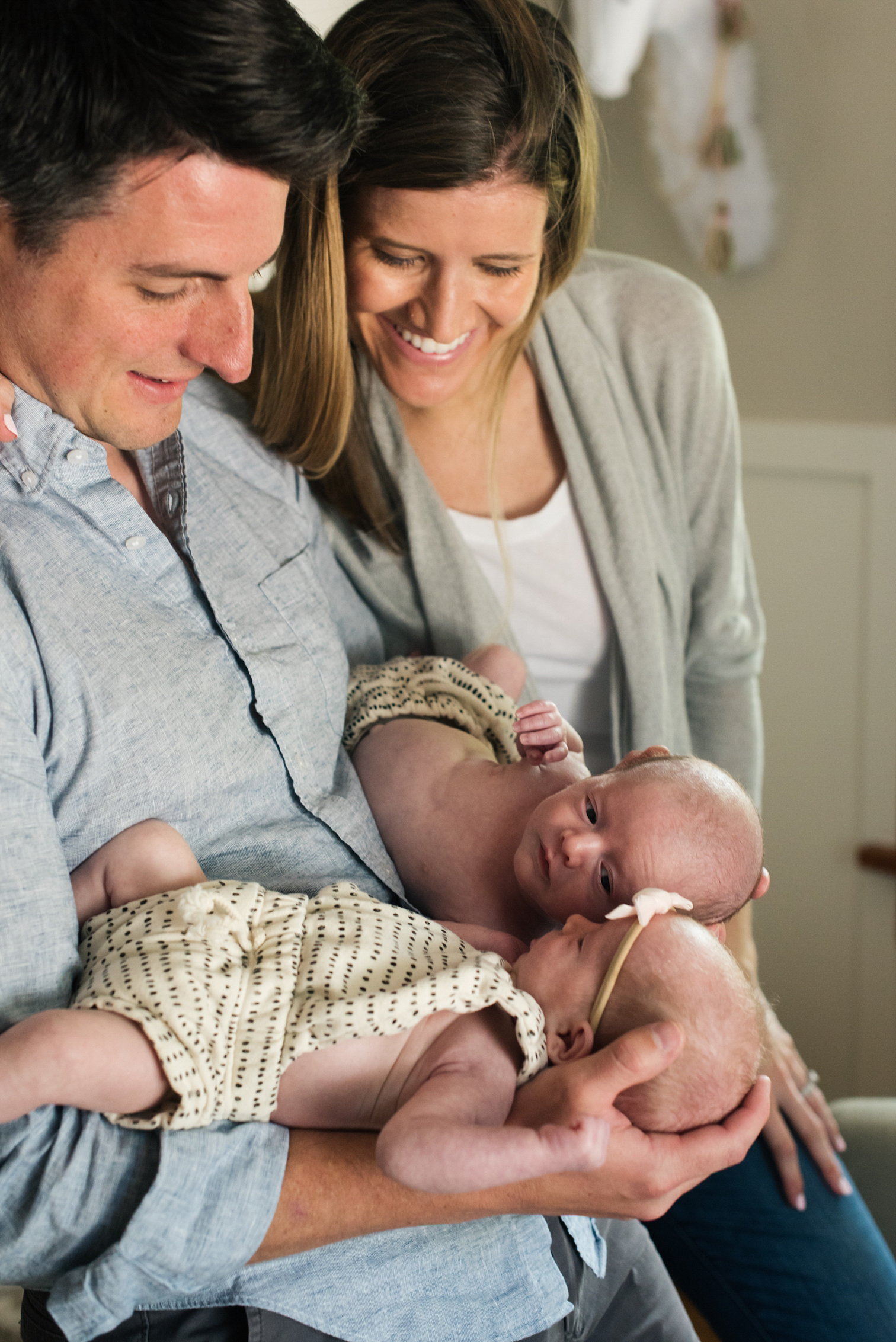 Fort Collins Newborn Session, Twin Session, Colorado Family Photos, Colorado Twin Session, Fort Collins Twin Photos, Colorado Film Photographers, Colorado Lifestyle Session, Best Newborn Photographers In Colorado, Twin Newborn Session, Danielle DeFiore, Home Session, Parents With Babies