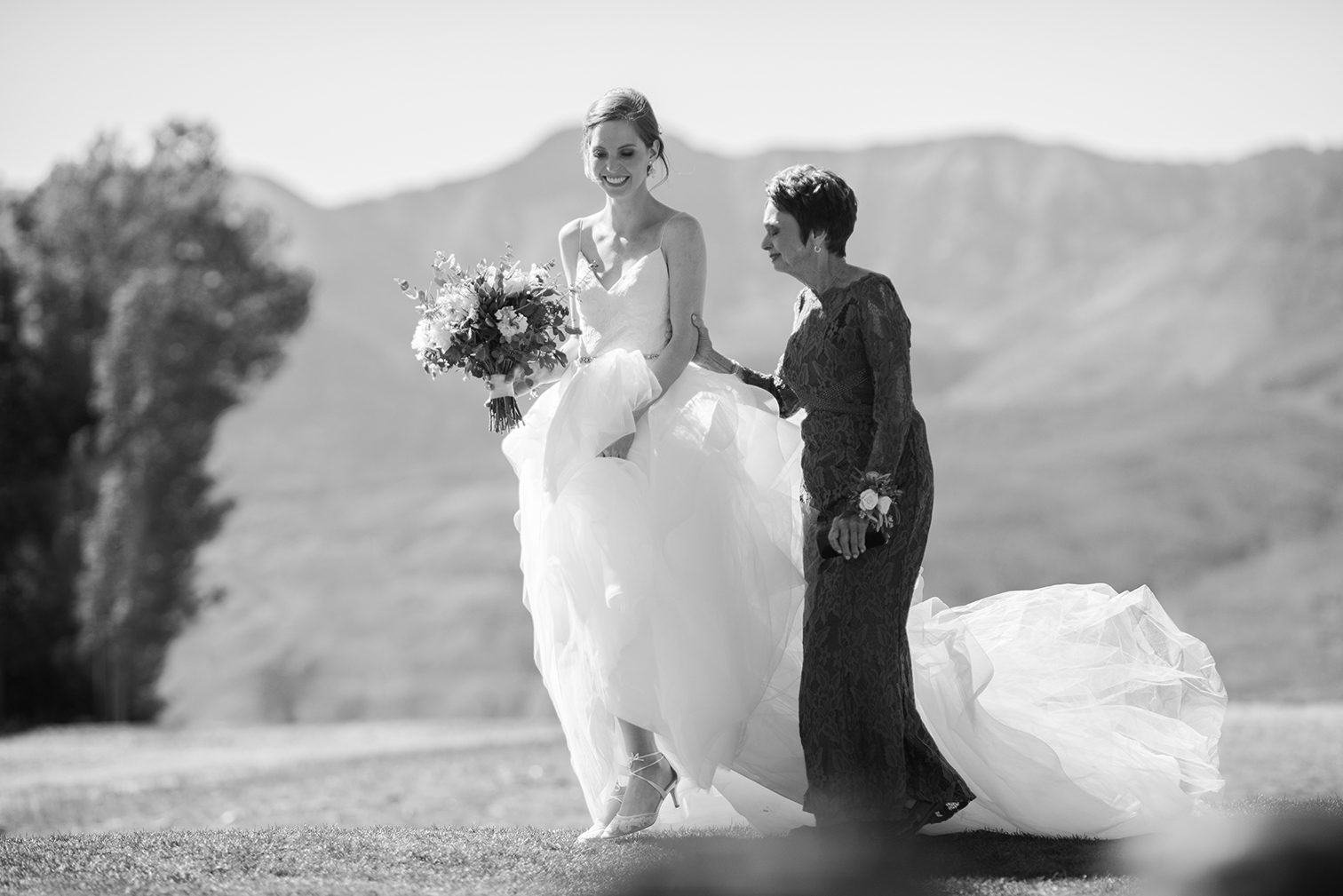 Telluride Summer Weddings, Gorrono Ranch, Destination Wedding, Bride and Mom at San Sophia Station