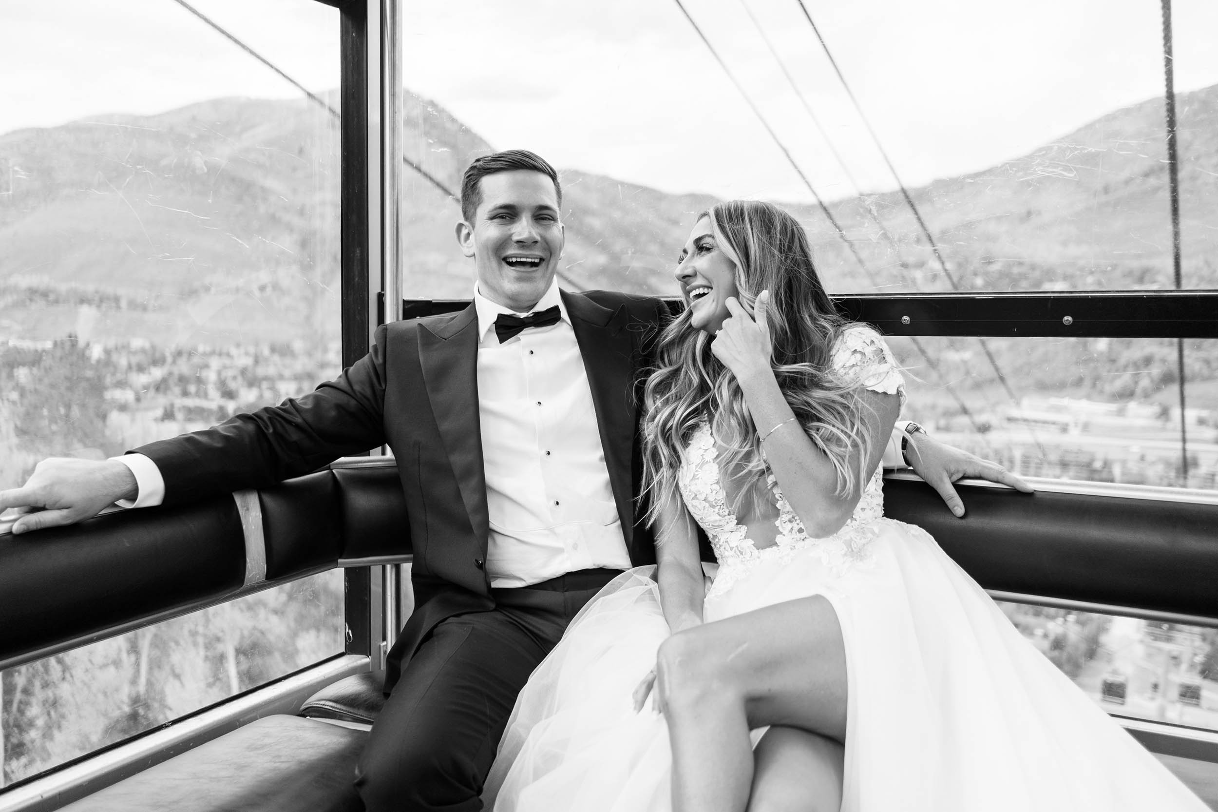 the 10th Vail Wedding, Bride and Groom on Gondola